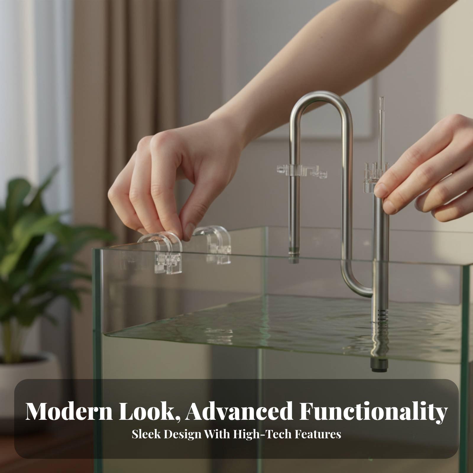Planted Aquarium Tank Kit - Aquariumfitting Verstelbare inlaat-uitlaatpijp Filtratiepompset Roestvrijstalen hardware